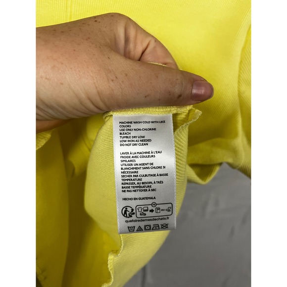 Pilcro Anthropologie Ruffle-Trim Baby Tee Butter Yellow Ribbed- Size Large - Picture 8 of 8